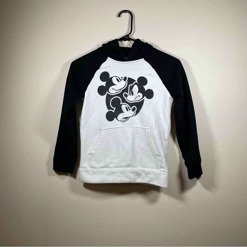 Disney Jumping Beans Mickey Mouse Hoodie Soft Fleece Size 8 White Black Cotton